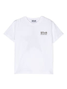 T shirt per bambino bianca con stampa logo Golden Goose Star sul taschino - Rubino Kids