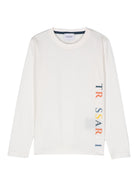 T shirt per bambino bianca con stampa Trussardi multicolor laterale - Rubino Kids