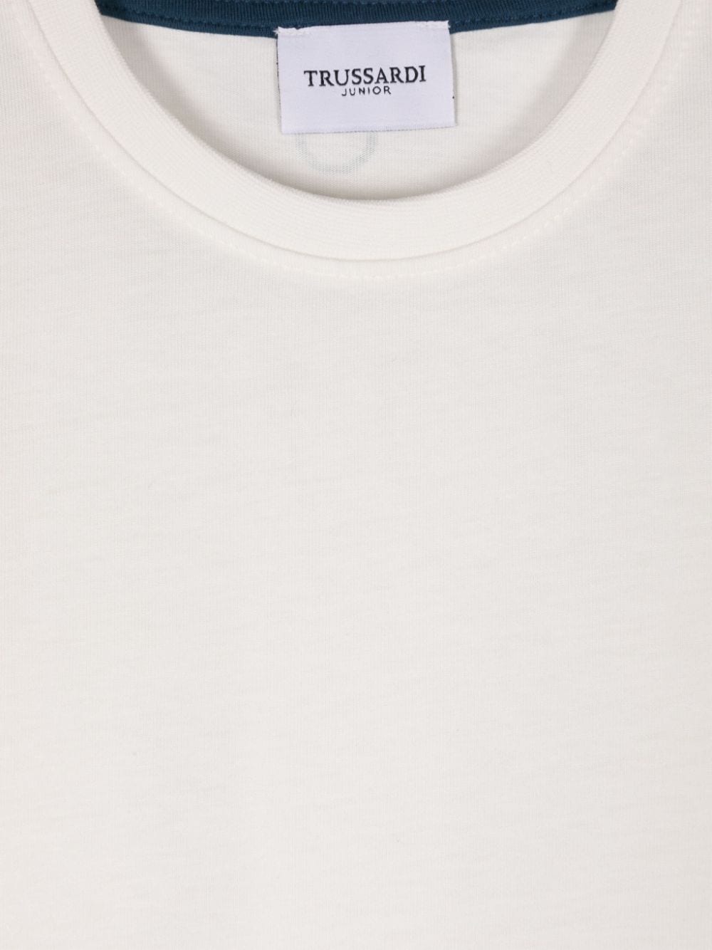 T shirt per bambino bianca con stampa Trussardi multicolor laterale - Rubino Kids