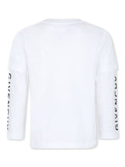 T shirt per bambino bianca con stemma 4G centrale e stampa Givenchy su maniche lunghe - Rubino Kids