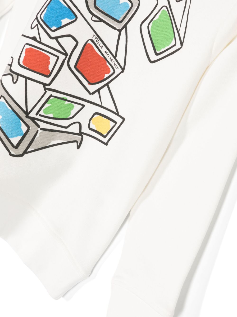 T shirt per bambino bianca Stella McCartney a maniche lunghe con stampa occhiali multicolor - Rubino Kids