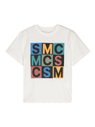 T shirt per bambino bianca Stella McCartney Kids con stampa griglia multicolor - Rubino Kids