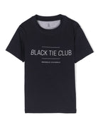 T shirt per bambino blu Brunello Cucinelli con stampa centrale Black Tie Club - Rubino Kids