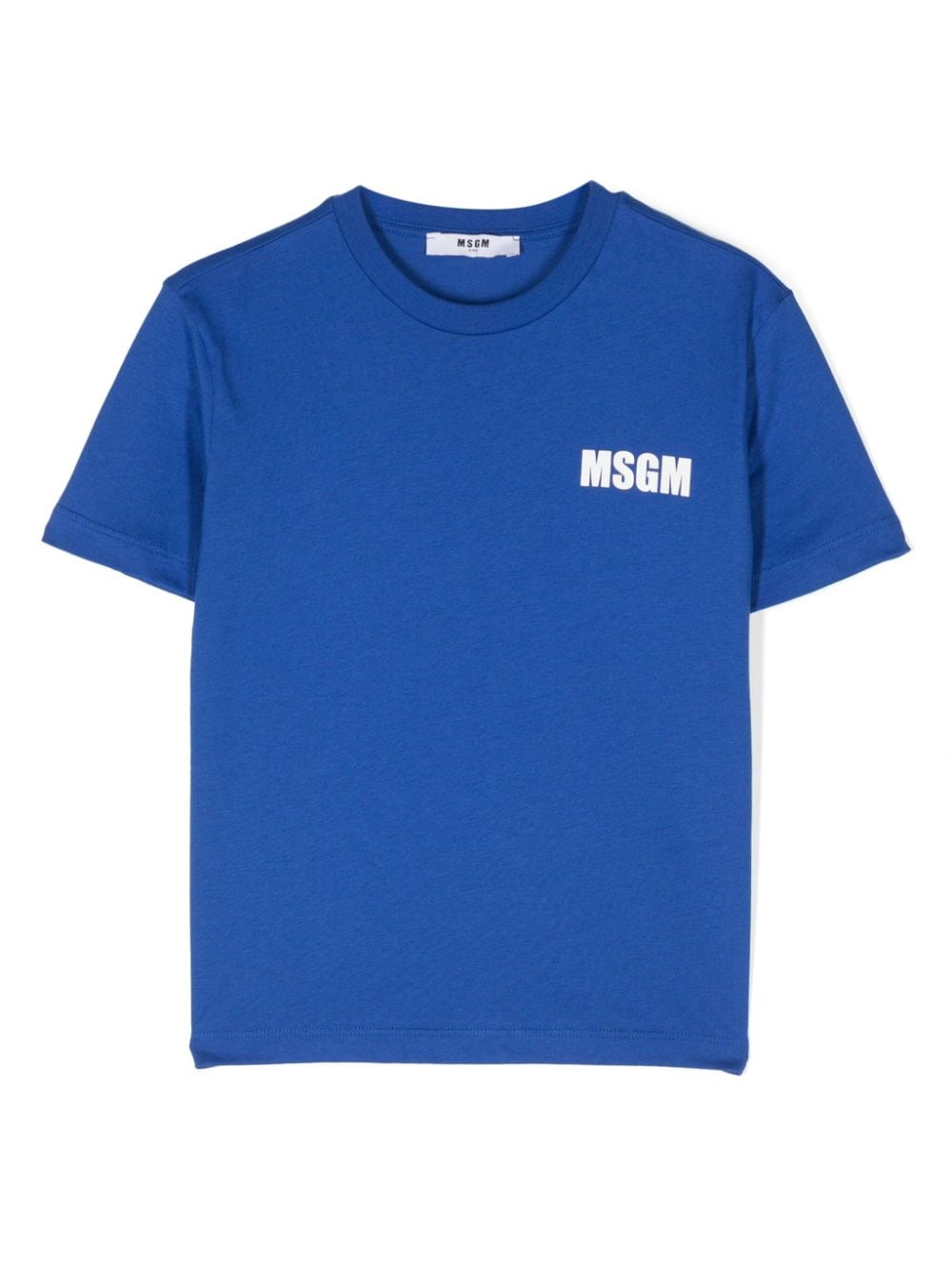 T shirt per bambino blu con logo minimale MSGM laterale a font stampato bianco - Rubino Kids