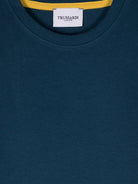 T shirt per bambino blu di Prussia con stampa Trussardi multicolor laterale - Rubino Kids