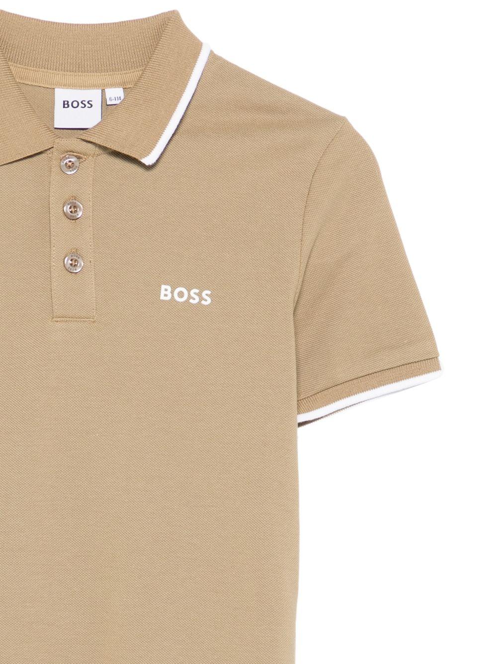 T-shirt per bambino Boss Kids beige con colletto stile polo - Rubino Kids