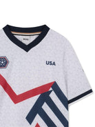 T-shirt per bambino Boss Kids bianca con scollo a V - Rubino Kids