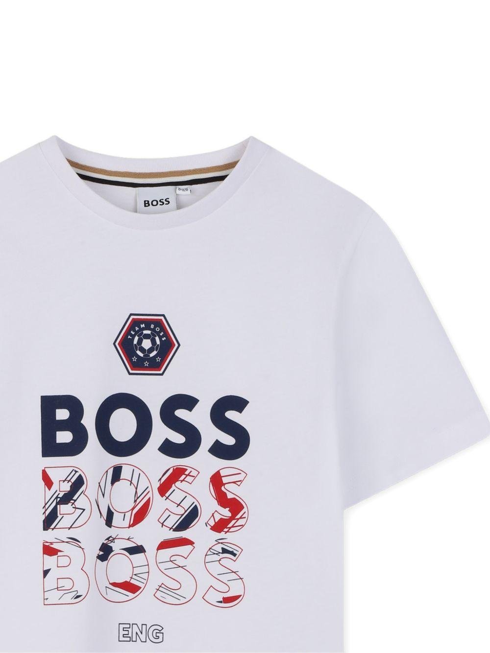 T-shirt per bambino Boss Kids bianca con stampa grafica - Rubino Kids