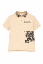 T-shirt per bambino Burberry Kids beige con stampa Equestrian Knight sul davanti - Rubino Kids