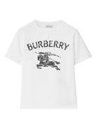 T-shirt per bambino Burberry Kids bianca con design Equestrian Knight - Rubino Kids