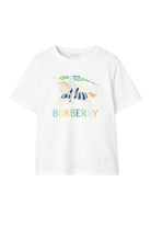 T-shirt per bambino Burberry Kids bianca con Equestrian Knight sul davanti - Rubino Kids