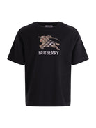 T-shirt per bambino Burberry Kids nera con stampa grafica sul davanti - Rubino Kids