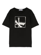 T-shirt per bambino Calvin Klein Kids nero in cotone con stampa grafica - Rubino Kids