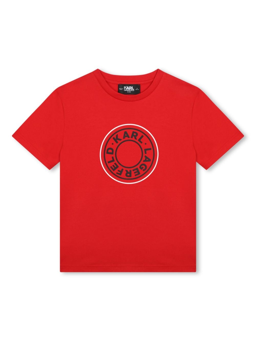 T shirt per bambino con stampa centrale logo Karl Lagerfeld nero circolare - Rubino Kids