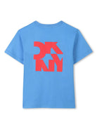 T-shirt per bambino Dkny Kids azzurro con stampa con logo sul davanti - Rubino Kids