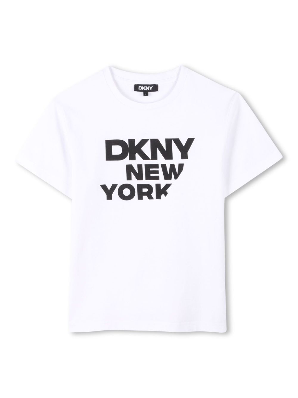 T-shirt per bambino Dkny Kids bianco con stampa con logo sul davanti - Rubino Kids