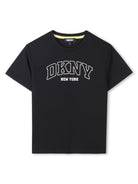 T-shirt per bambino Dkny Kids nero con stampa logo sul davanti - Rubino Kids