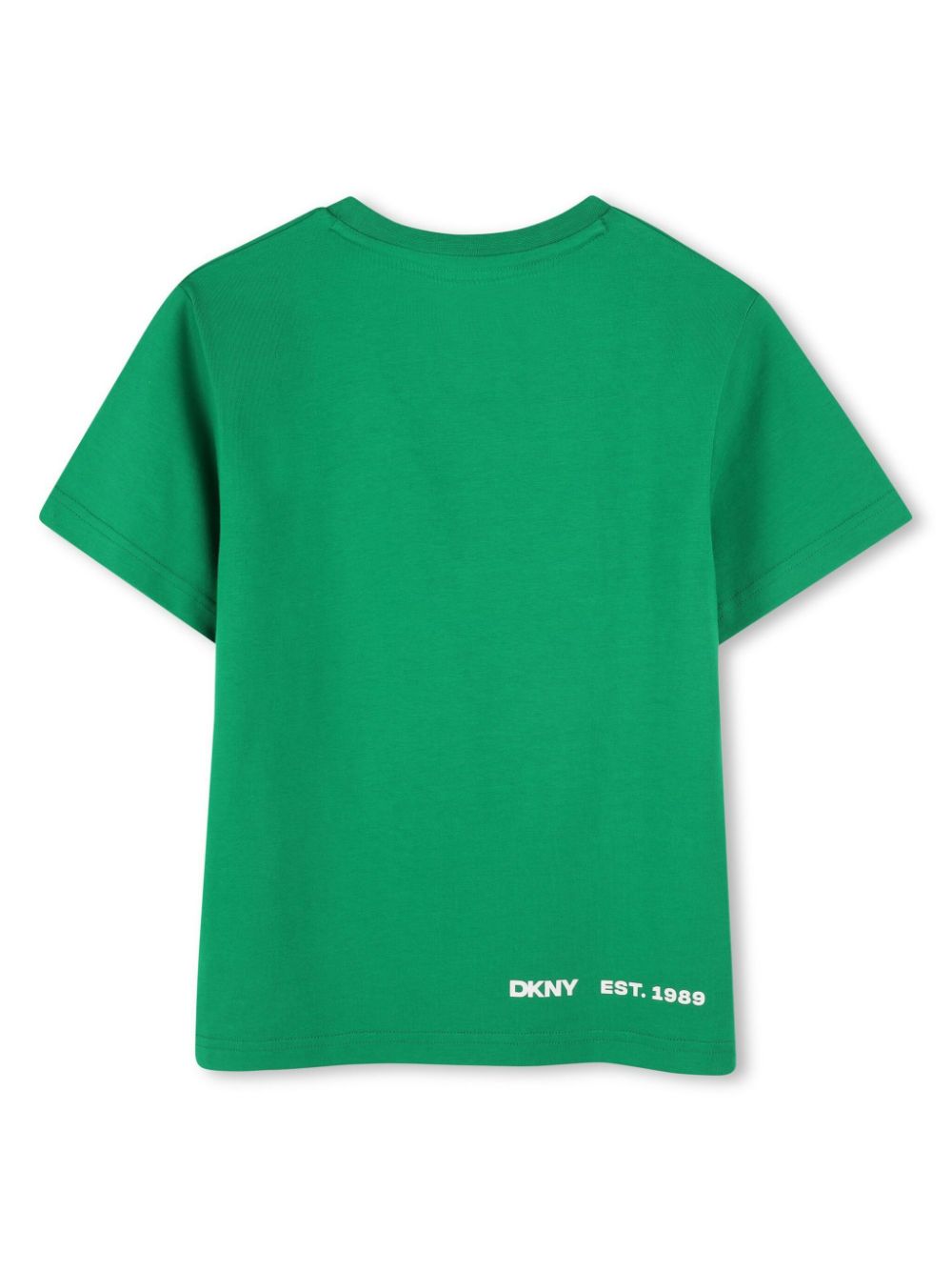 T-shirt per bambino Dkny Kids verde con stampa con logo sul davanti - Rubino Kids