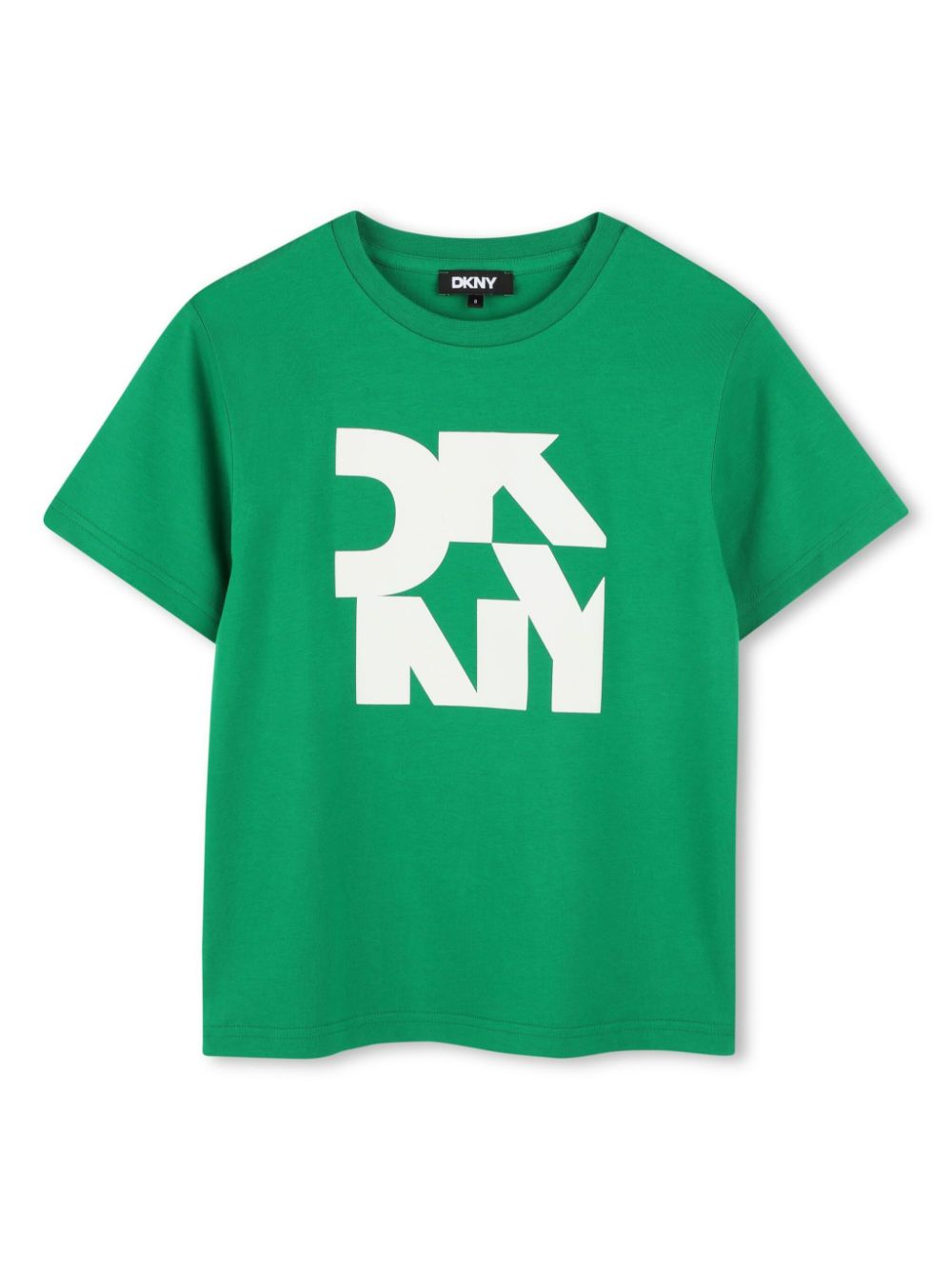 T-shirt per bambino Dkny Kids verde con stampa con logo sul davanti - Rubino Kids