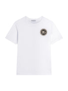 T-shirt per bambino Dolce & Gabbana Kids bianca con applicazione logo - Rubino Kids