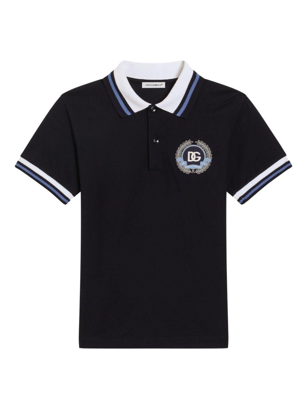 T-shirt per bambino Dolce & Gabbana Kids blu con colletto stile polo - Rubino Kids