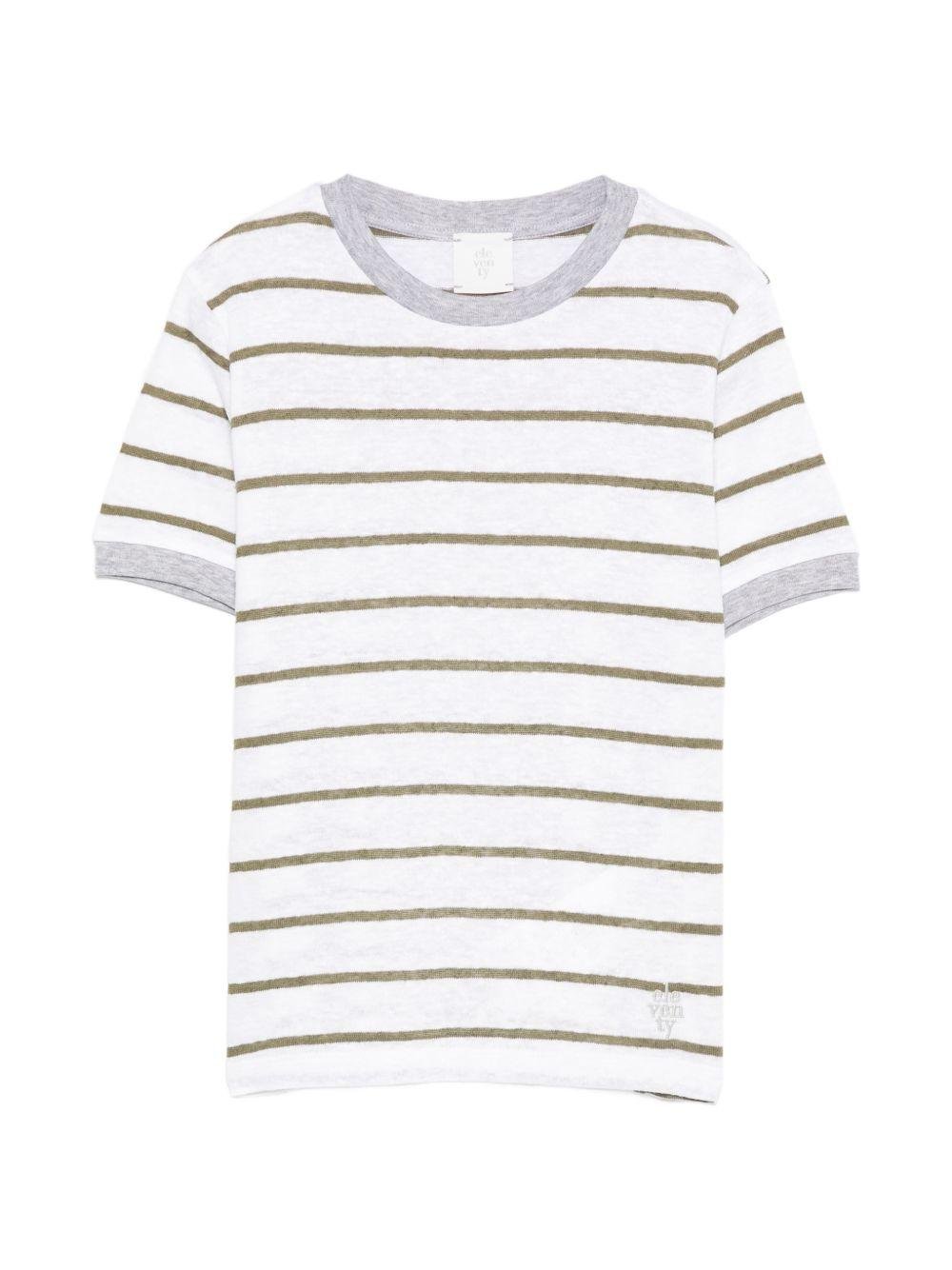 T-shirt per bambino Eleventy Kids bianca con motivo a righe - Rubino Kids