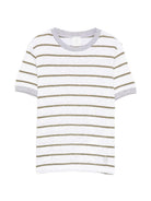 T-shirt per bambino Eleventy Kids bianca con motivo a righe - Rubino Kids