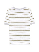 T-shirt per bambino Eleventy Kids bianca con motivo a righe - Rubino Kids