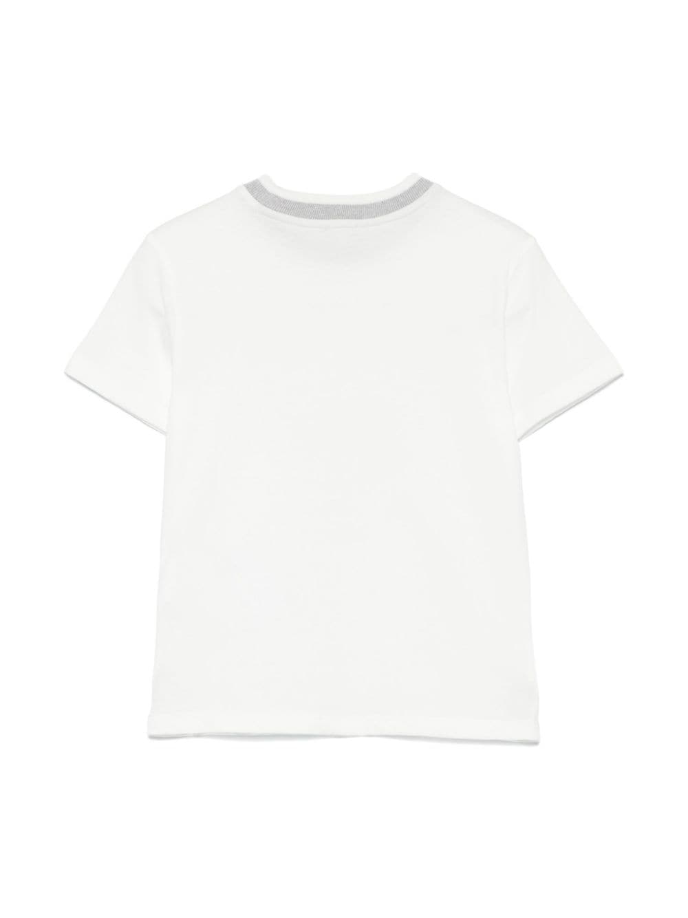 T shirt per bambino Eleventy Kids bianco con stampa mappamondo - Rubino Kids