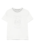 T shirt per bambino Eleventy Kids bianco con stampa mappamondo - Rubino Kids