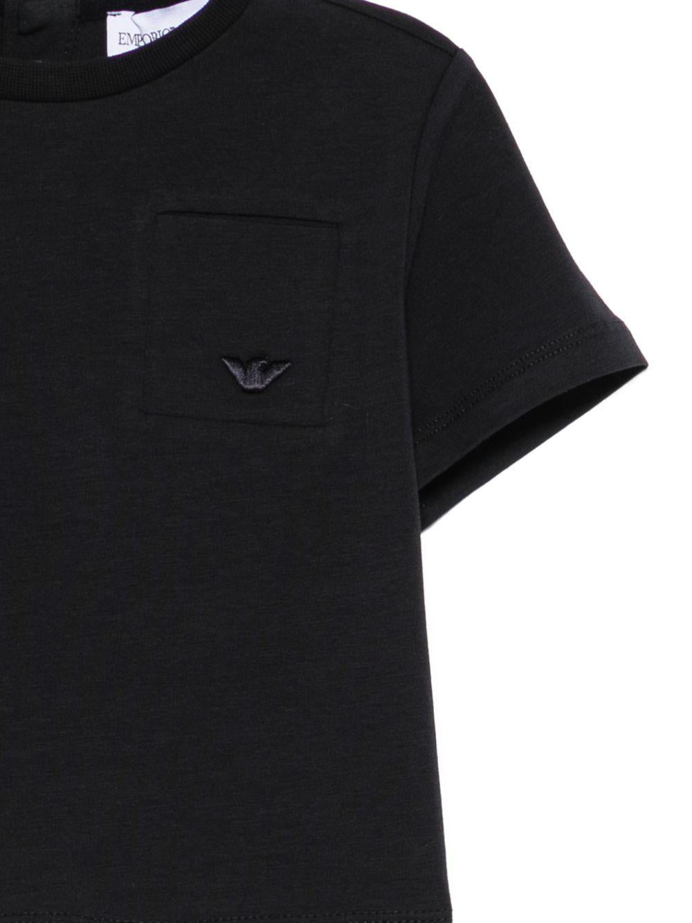 T-shirt per bambino Emporio Armani blu con tasca sul petto - Rubino Kids