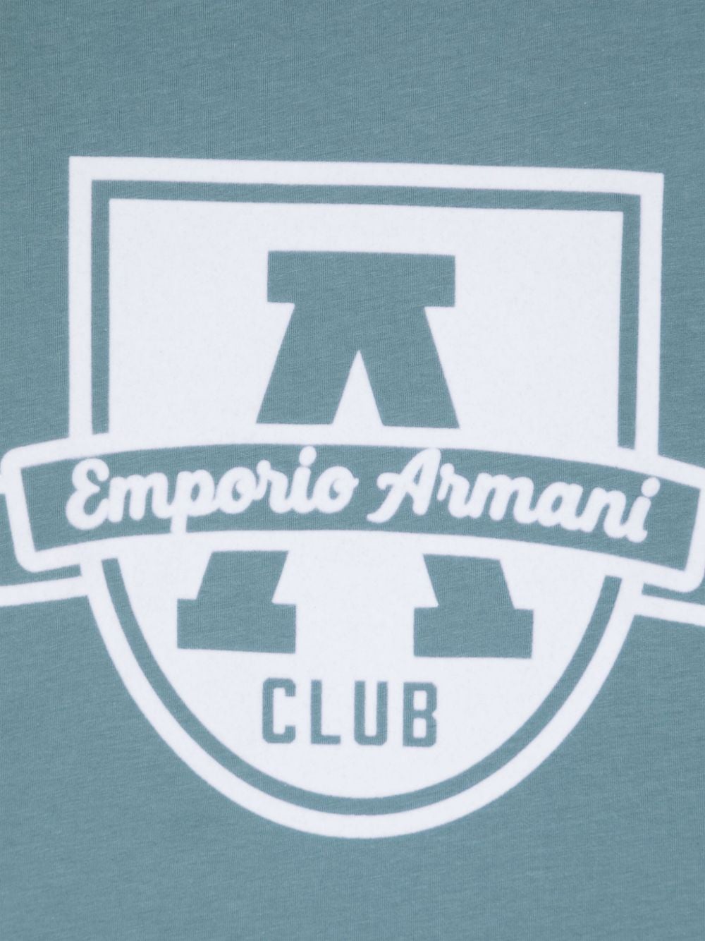 T-shirt per bambino Emporio Armani Kids azzurro con ricamo logo frontale - Rubino Kids