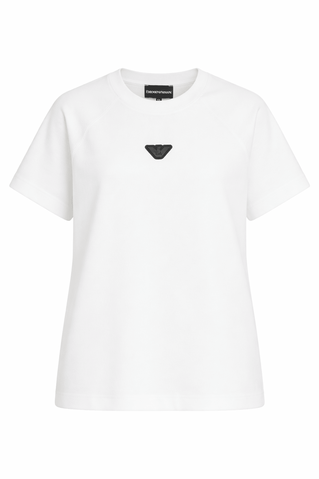 T-shirt per bambino Emporio Armani Kids bianca con logo Aquila sul davanti - Rubino Kids