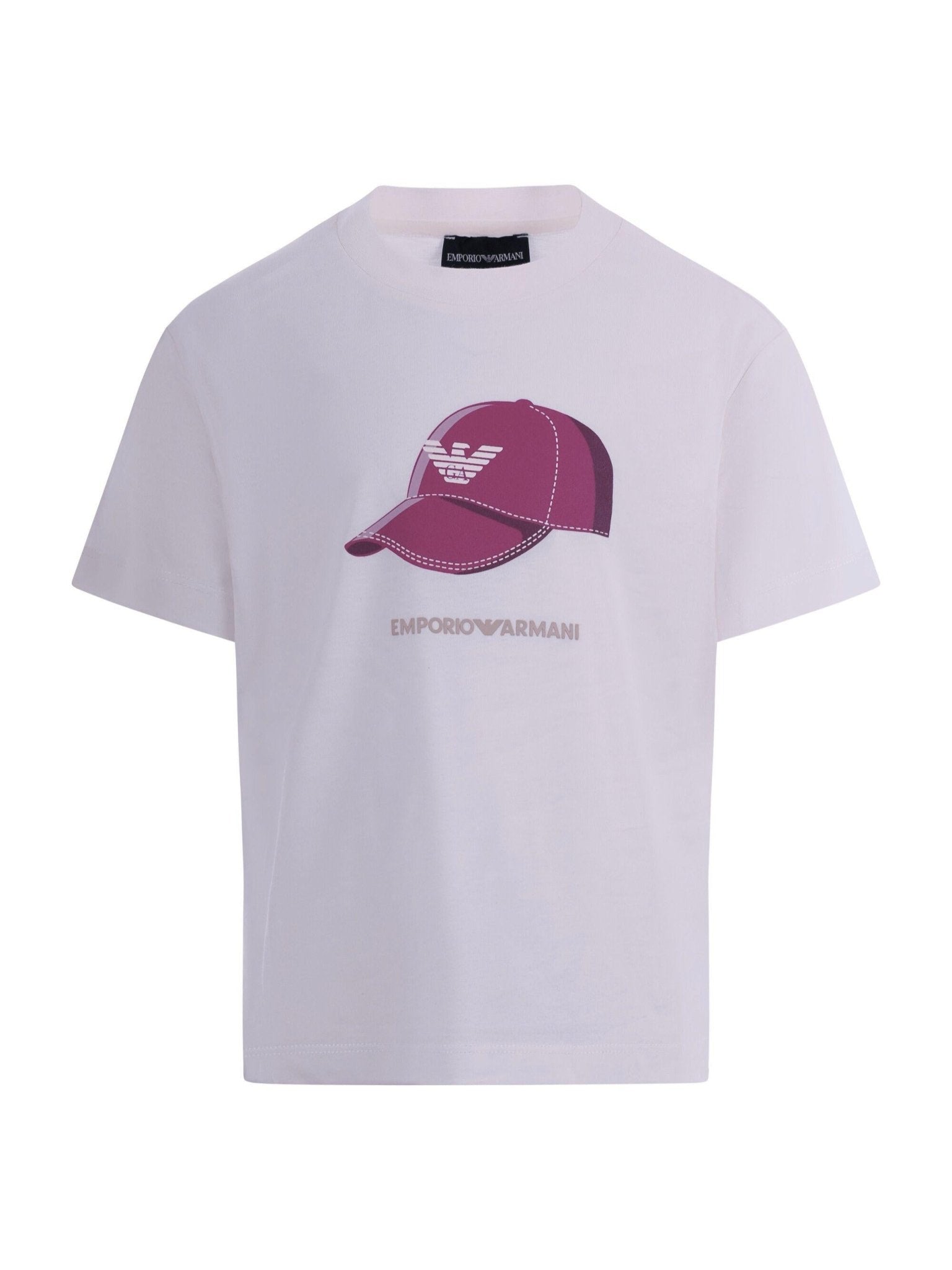 T-shirt per bambino Emporio Armani Kids bianca con stampa grafica sul davanti - Rubino Kids