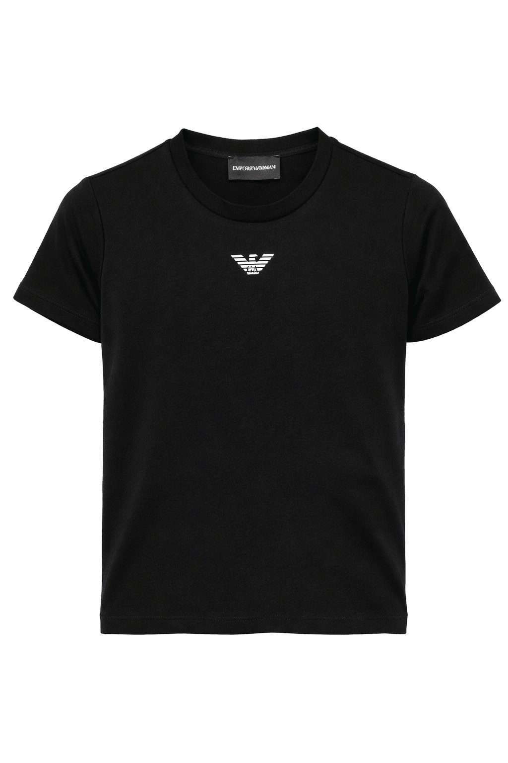 T-shirt per bambino Emporio Armani Kids blu con logo Aquila sul davanti - Rubino Kids