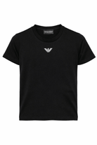 T-shirt per bambino Emporio Armani Kids blu con logo Aquila sul davanti - Rubino Kids