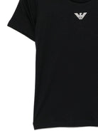 T-shirt per bambino Emporio Armani Kids blu con logo Aquila sul davanti - Rubino Kids