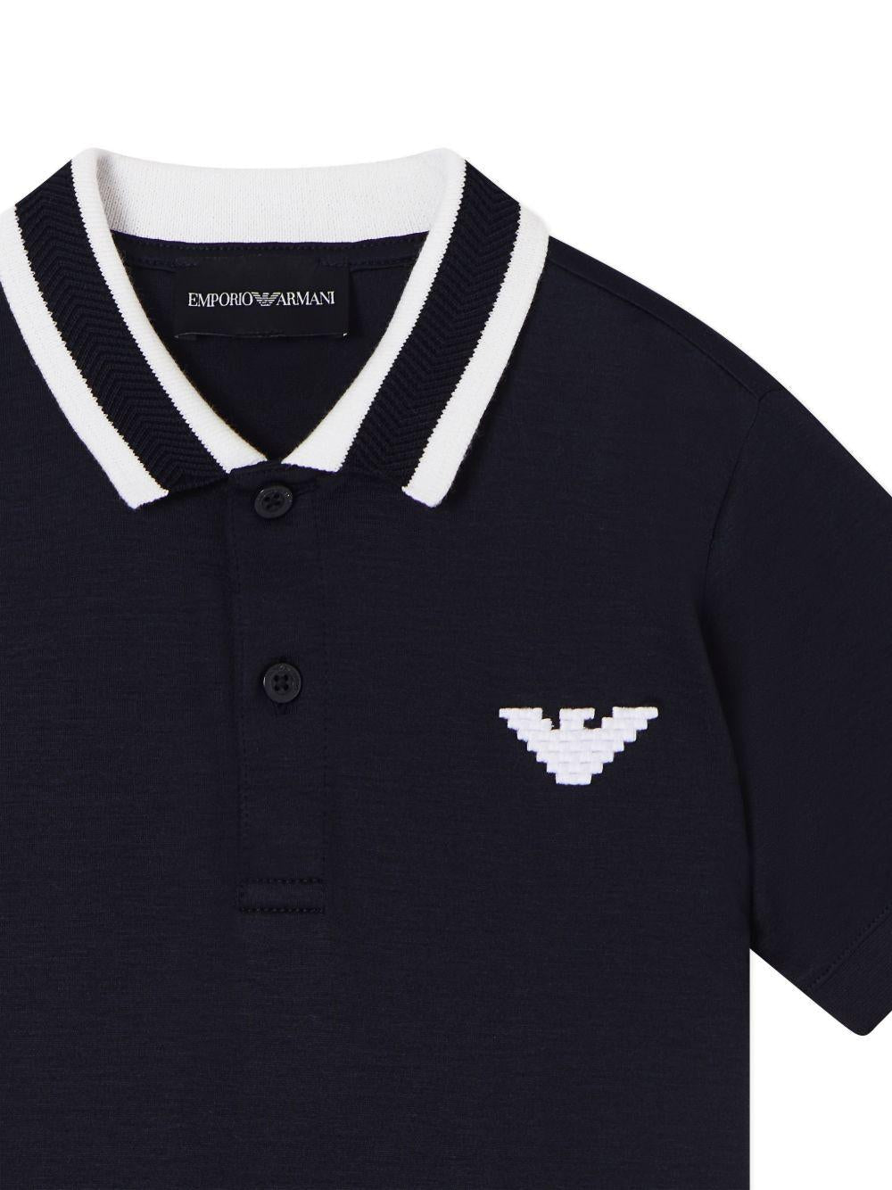 T-shirt per bambino Emporio Armani Kids blu con logo sul davanti - Rubino Kids