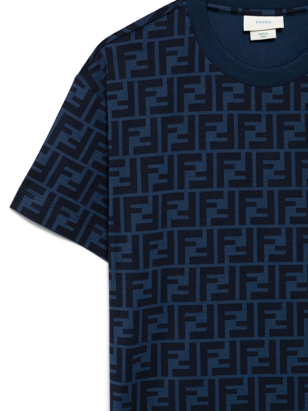 T-shirt per bambino Fendi Kids blu con monogramma FF all - over - Rubino Kids