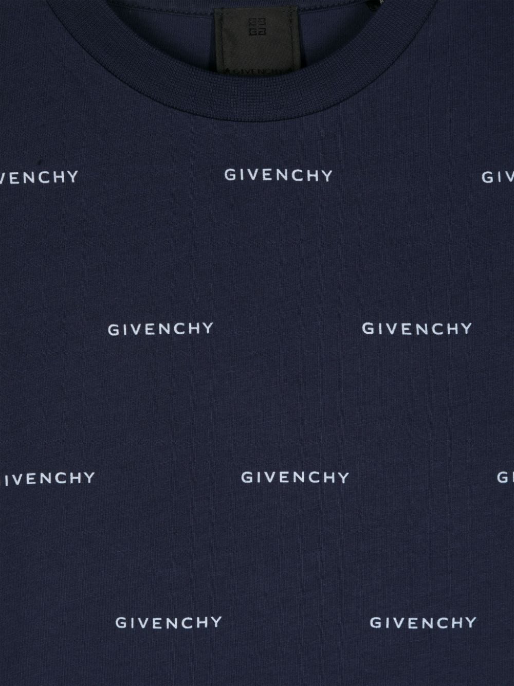 T shirt per bambino Givenchy blu con stampa logo classico all - over - Rubino Kids