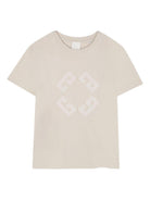 T-shirt per bambino Givenchy Kids beige con stampa logo - Rubino Kids