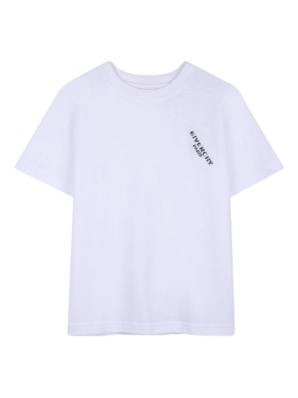 T-shirt per bambino Givenchy Kids bianco con logo sul petto - Rubino Kids