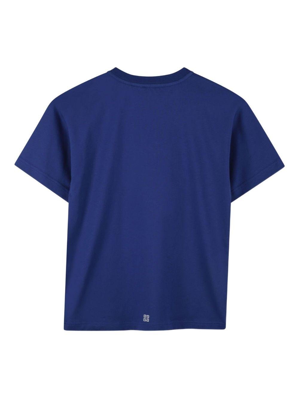 T-shirt per bambino Givenchy Kids blu con stampa logo bianco a lettere - Rubino Kids