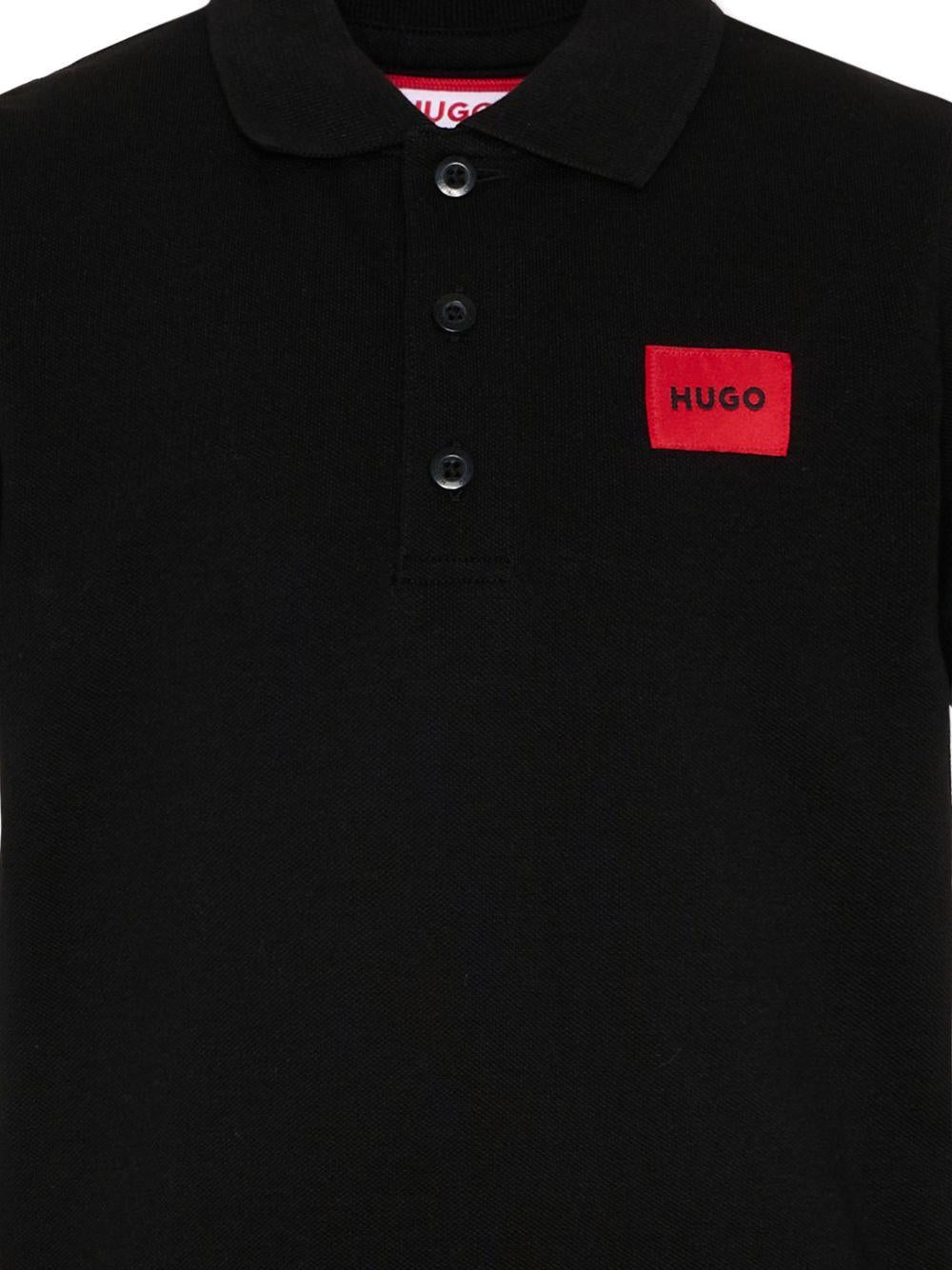 T-shirt per bambino Hugo Kids nera con colletto stile polo - Rubino Kids