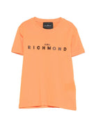 T-shirt per bambino John Richmond Junior arancione con logo sul davanti - Rubino Kids