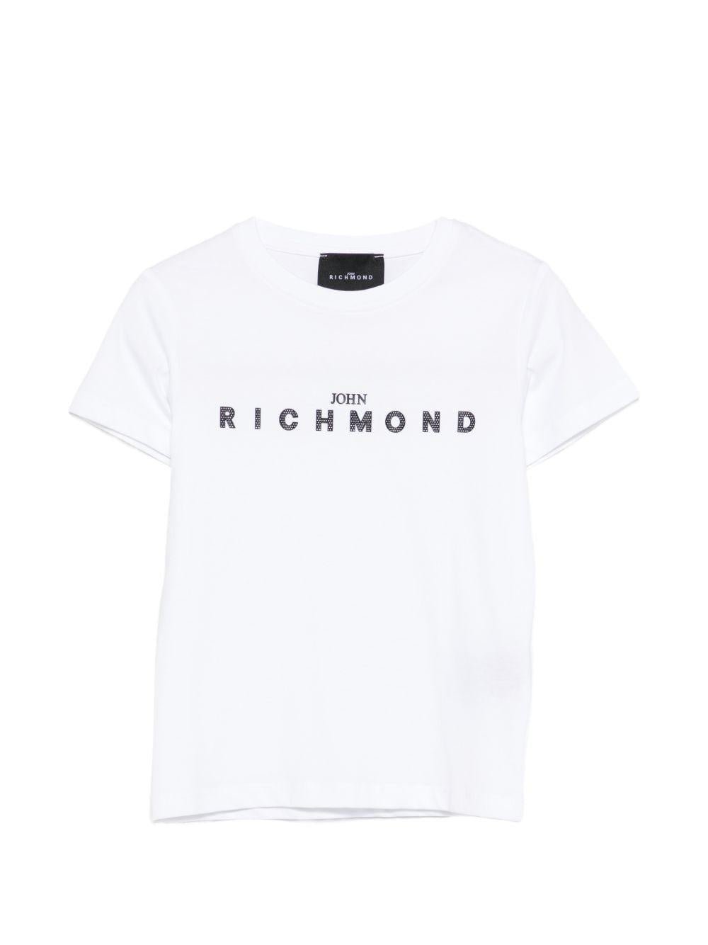 T-shirt per bambino John Richmond Junior bianca con dettaglio logo - Rubino Kids