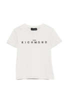 T-shirt per bambino John Richmond Junior bianca con dettaglio logo - Rubino Kids