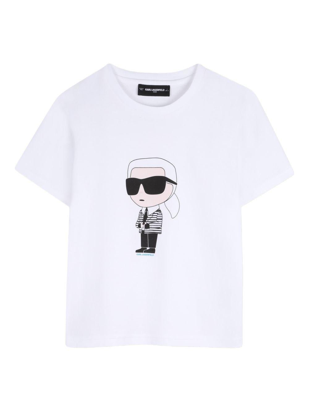T-shirt per bambino Karl Lagerfeld Kids bianca con stampa grafica - Rubino Kids