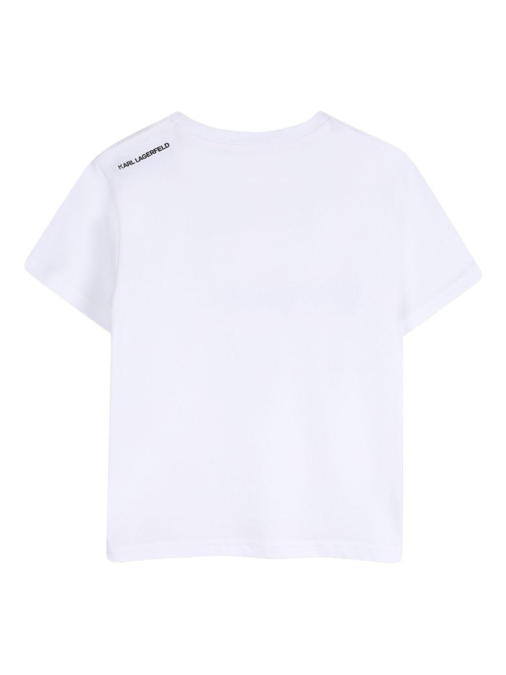 T-shirt per bambino Karl Lagerfeld Kids bianca con stampa grafica - Rubino Kids