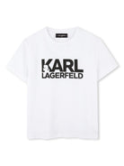 T-shirt per bambino Karl Lagerfeld Kids bianco con stampa logo sul petto - Rubino Kids